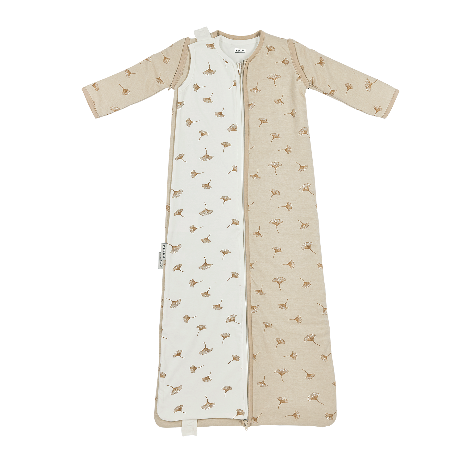 Meyco Ganzjahresschlafsack Deluxe interlock jersey Ginkgo Soft sand Studio
