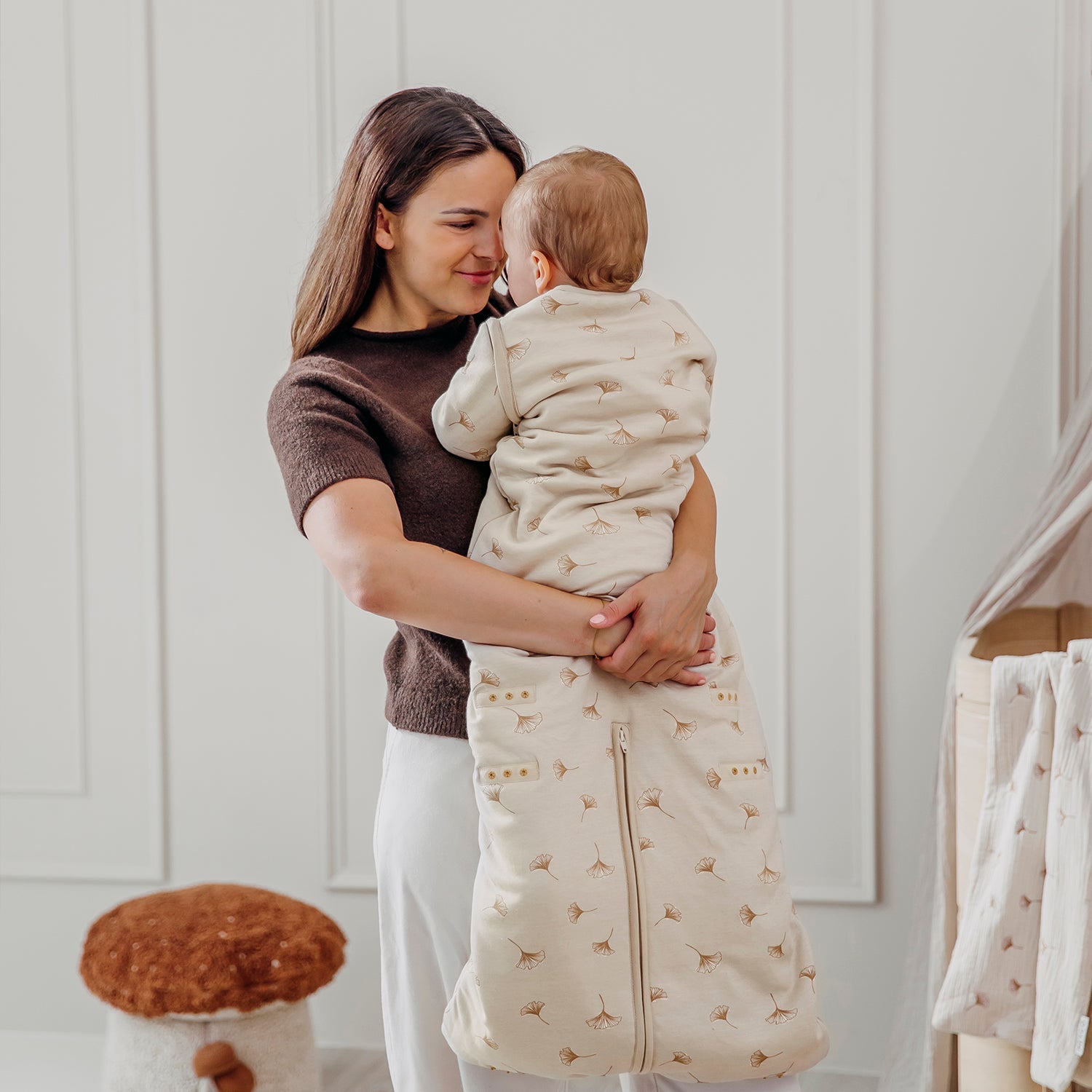 Meyco Ganzjahresschlafsack Deluxe interlock jersey Ginkgo Soft sand