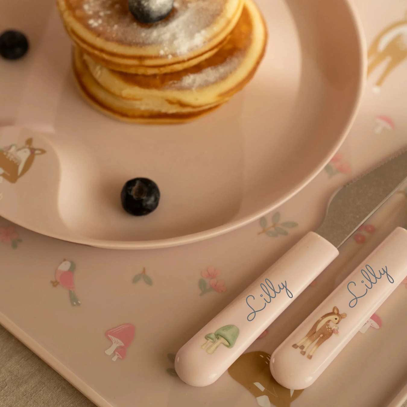 Little Dutch rosa Kinder Besteck Set Mio Mepal 3er Set - Fairy Garden Größenvergleich