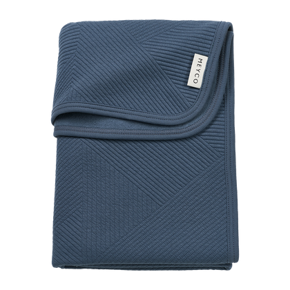 Meyco Decke gebreid jacquard flannel - Pure Indigo Pure Indigo
