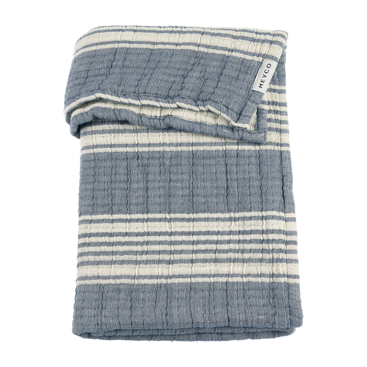 Meyco Decke vorgewaschen musselin jacquard Stripe Indigo Studio