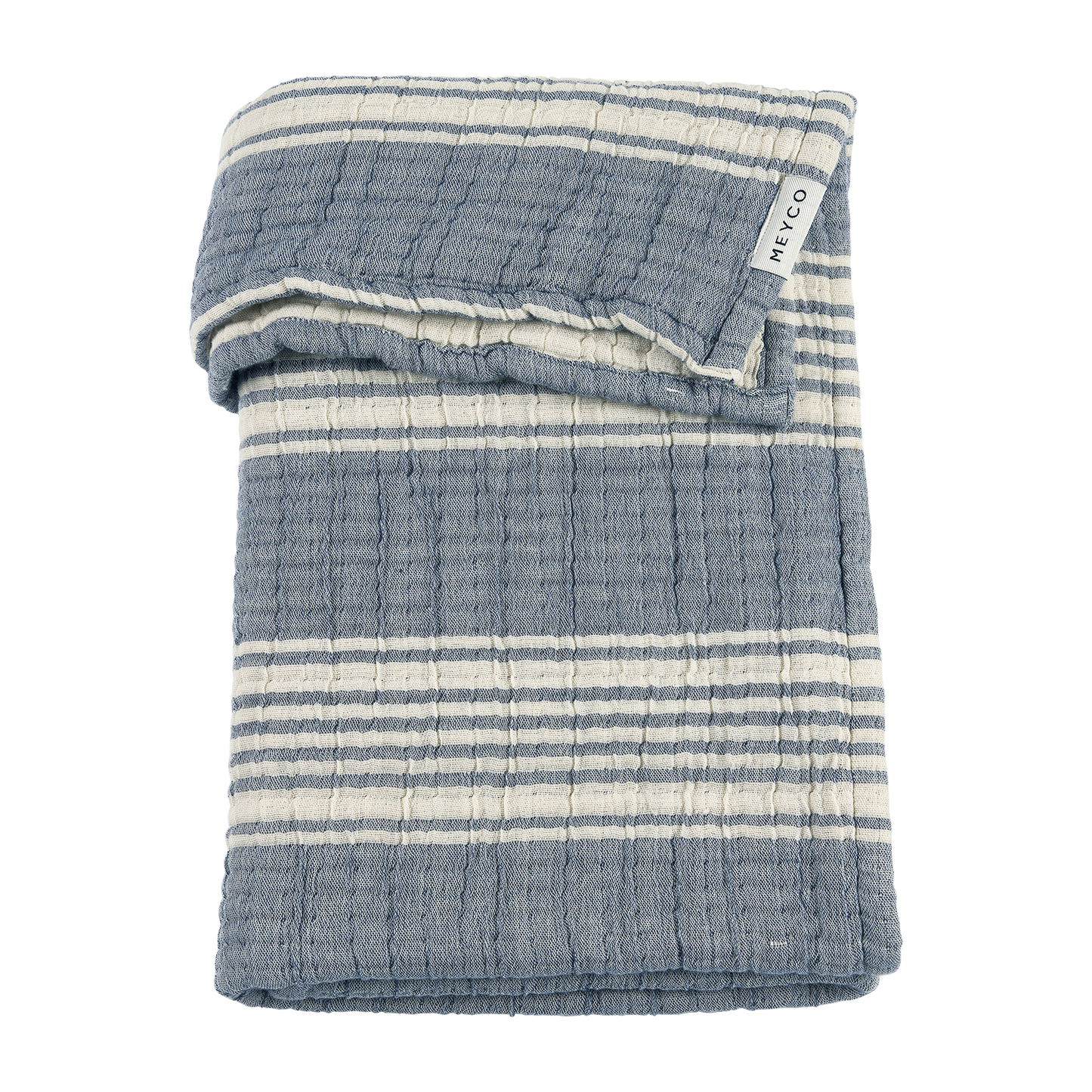 Meyco Decke vorgewaschen musselin jacquard Stripe Indigo Studio