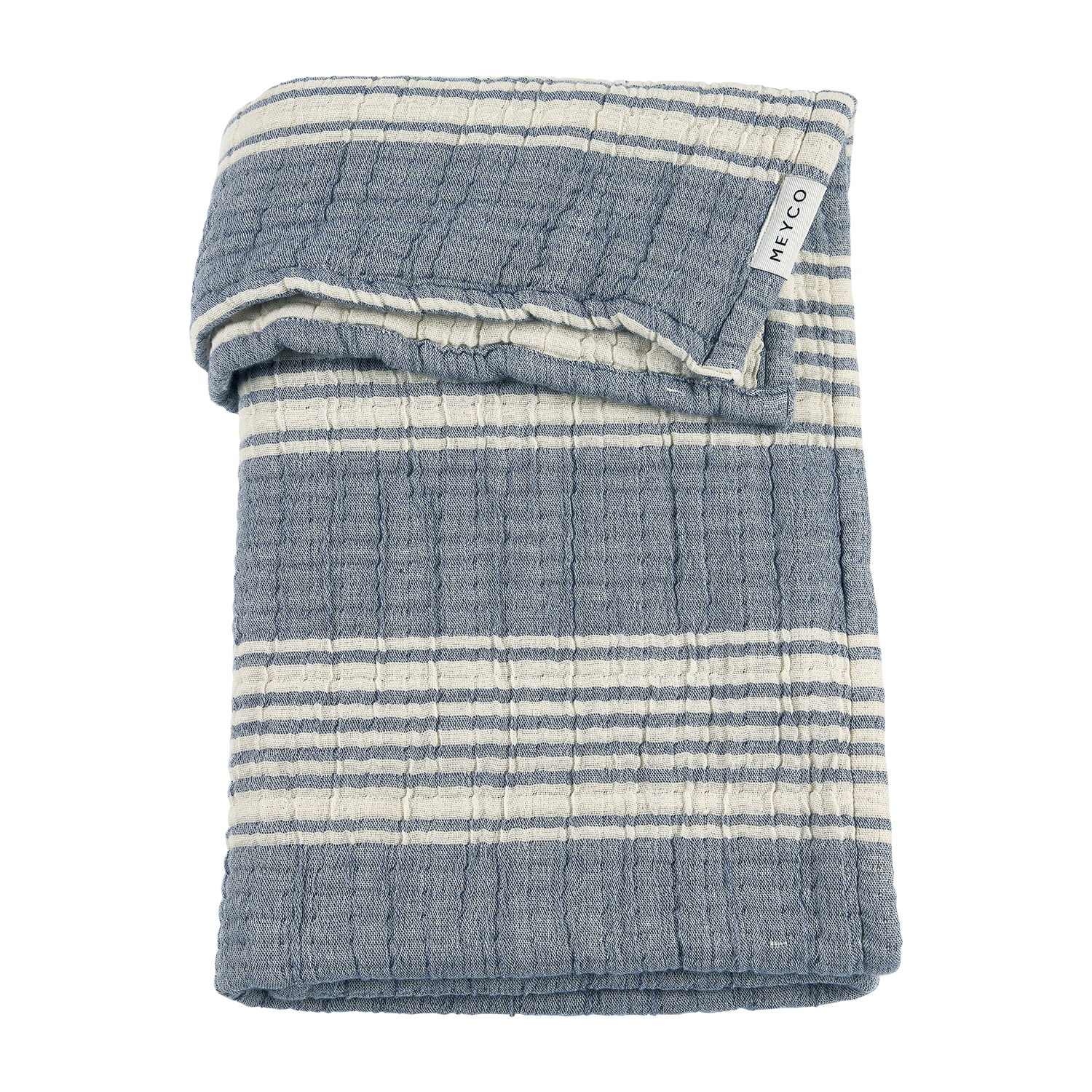 Meyco Decke vorgewaschen musselin jacquard Stripe Indigo Studio