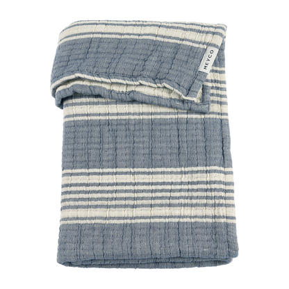 Meyco Decke vorgewaschen musselin jacquard Stripe Indigo Studio