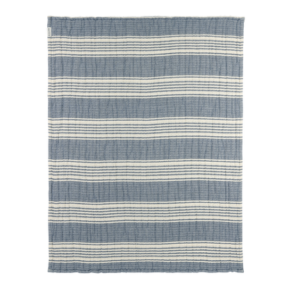 Meyco Decke vorgewaschen musselin jacquard Stripe Indigo