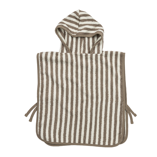 Meyco Badeponcho frottee jacquard Fat Stripe Taupe Studio