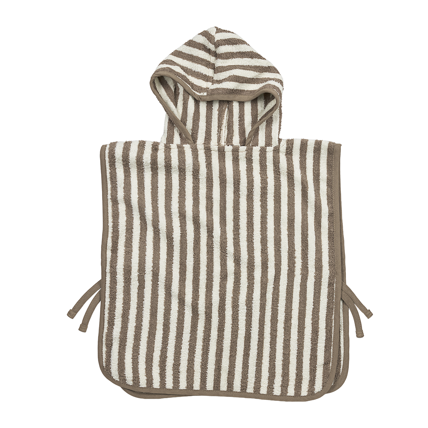 Meyco Badeponcho frottee jacquard Fat Stripe Taupe Studio