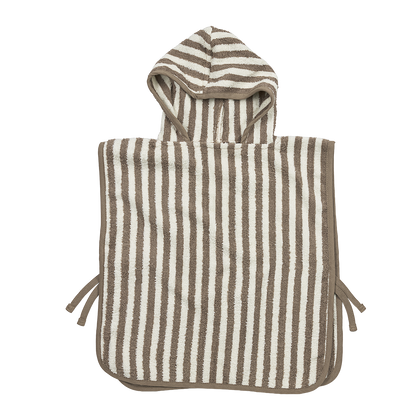 Meyco Badeponcho frottee jacquard Fat Stripe Taupe
