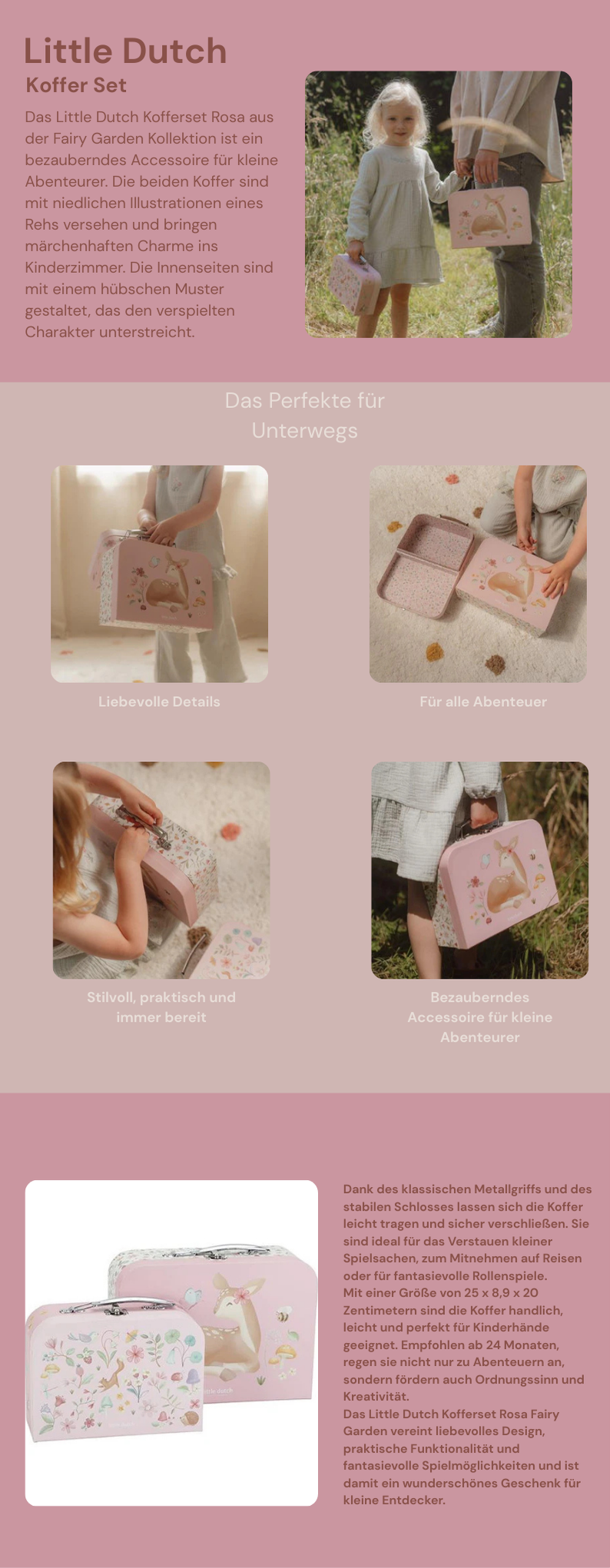 Little Dutch Rosa Koffer Set Fairy Garden