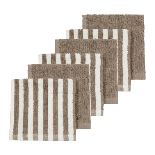 Meyco Spucktücher frottee jacquard Fat Stripe Taupe Studio