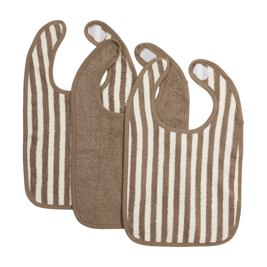 Meyco Lätzchen mit Klettverschluss jacquard Fat Stripe Taupe Studio