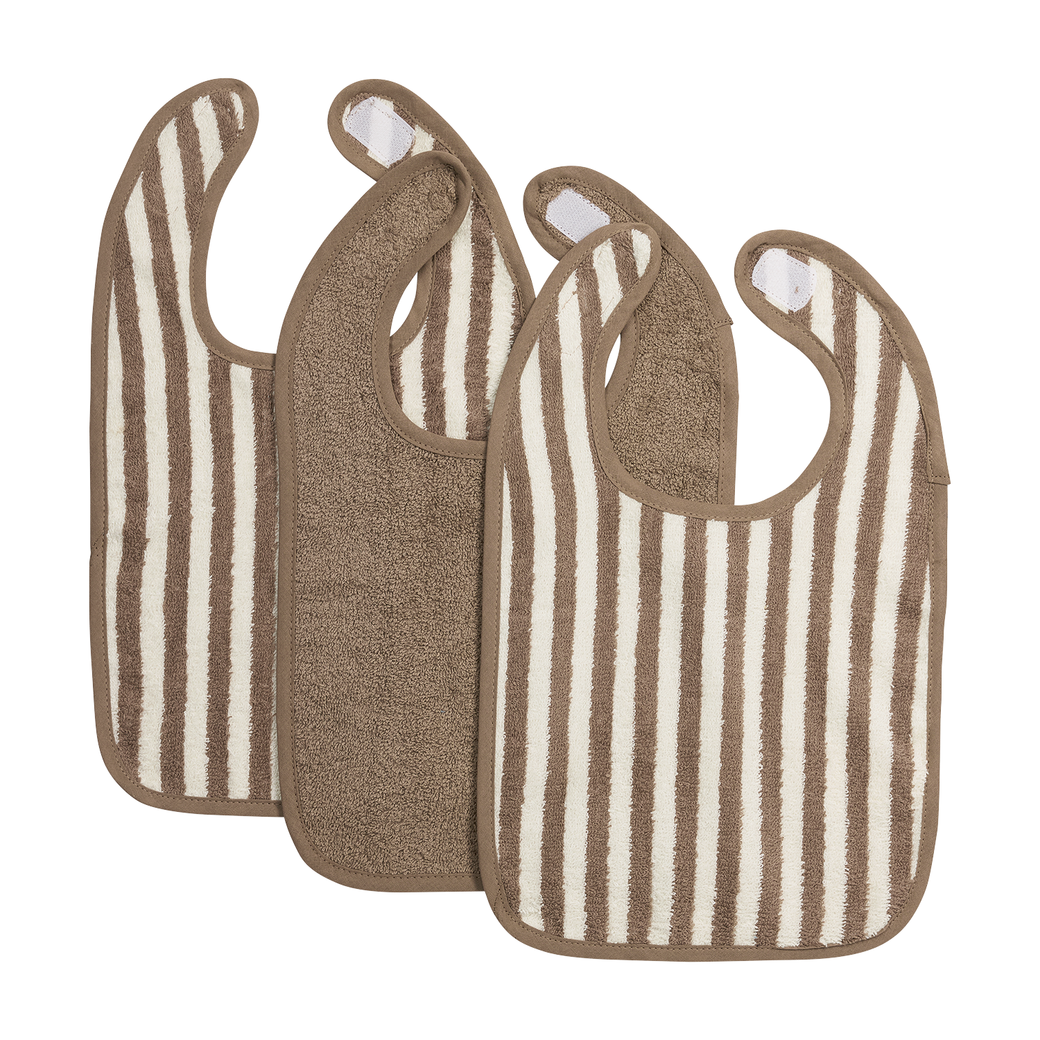 Meyco Lätzchen mit Klettverschluss jacquard Fat Stripe Taupe Studio