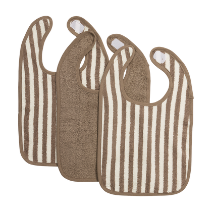 Meyco Lätzchen mit Klettverschluss jacquard Fat Stripe Taupe