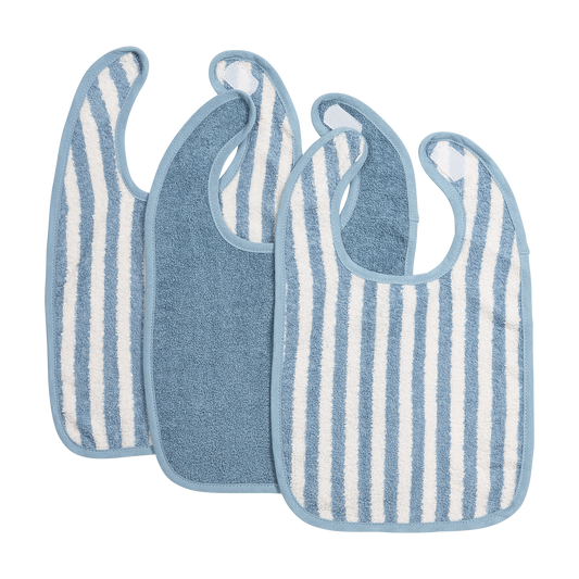 Meyco Lätzchen mit Klettverschluss jacquard Fat Stripe Jeans Blue Studio