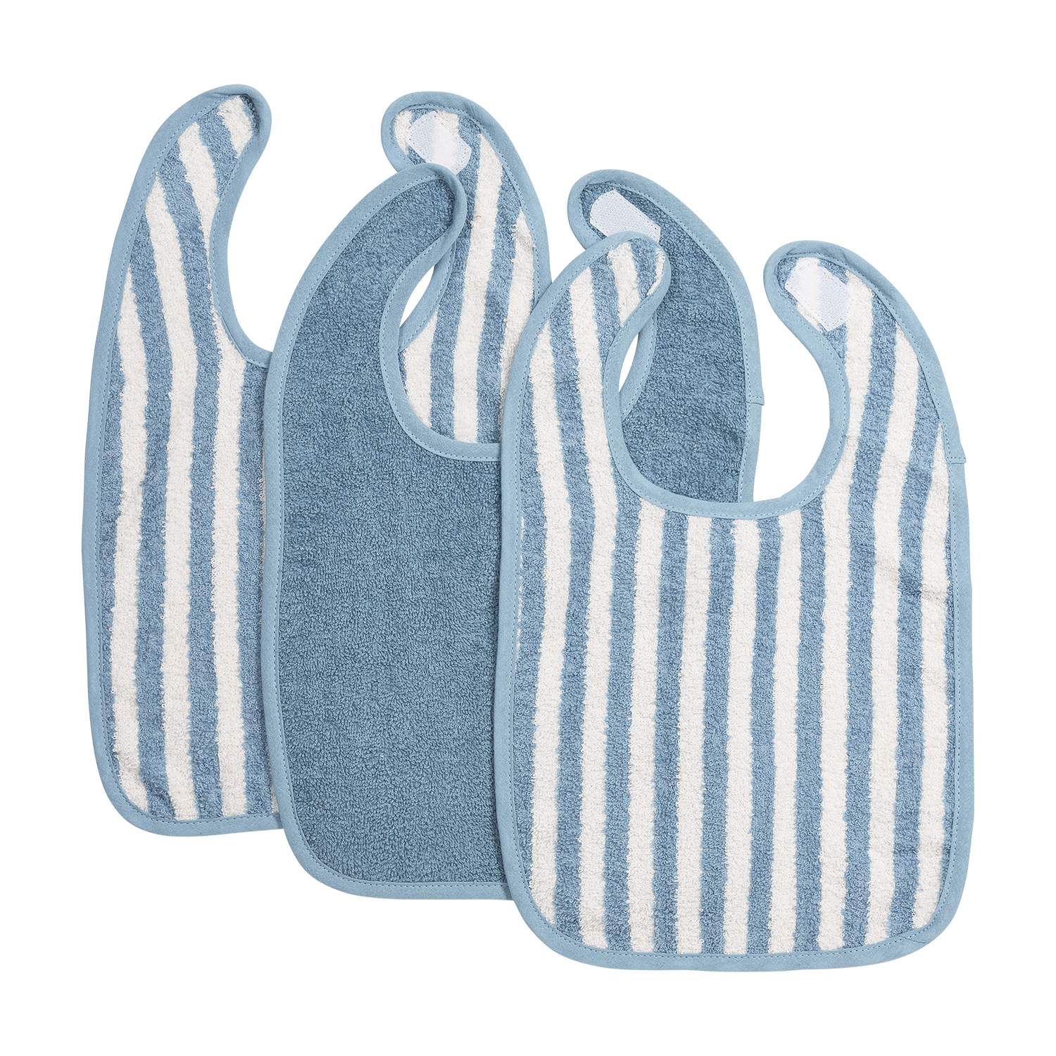 Meyco Lätzchen mit Klettverschluss jacquard Fat Stripe Jeans Blue Studio