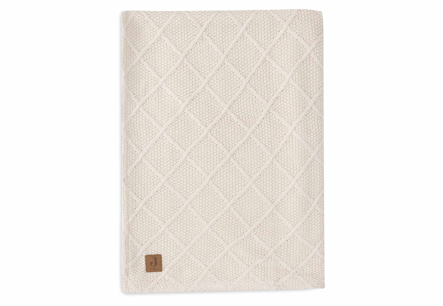 Jollein Decke - Check Knit - Teddy Fleece Oatmeal Detail