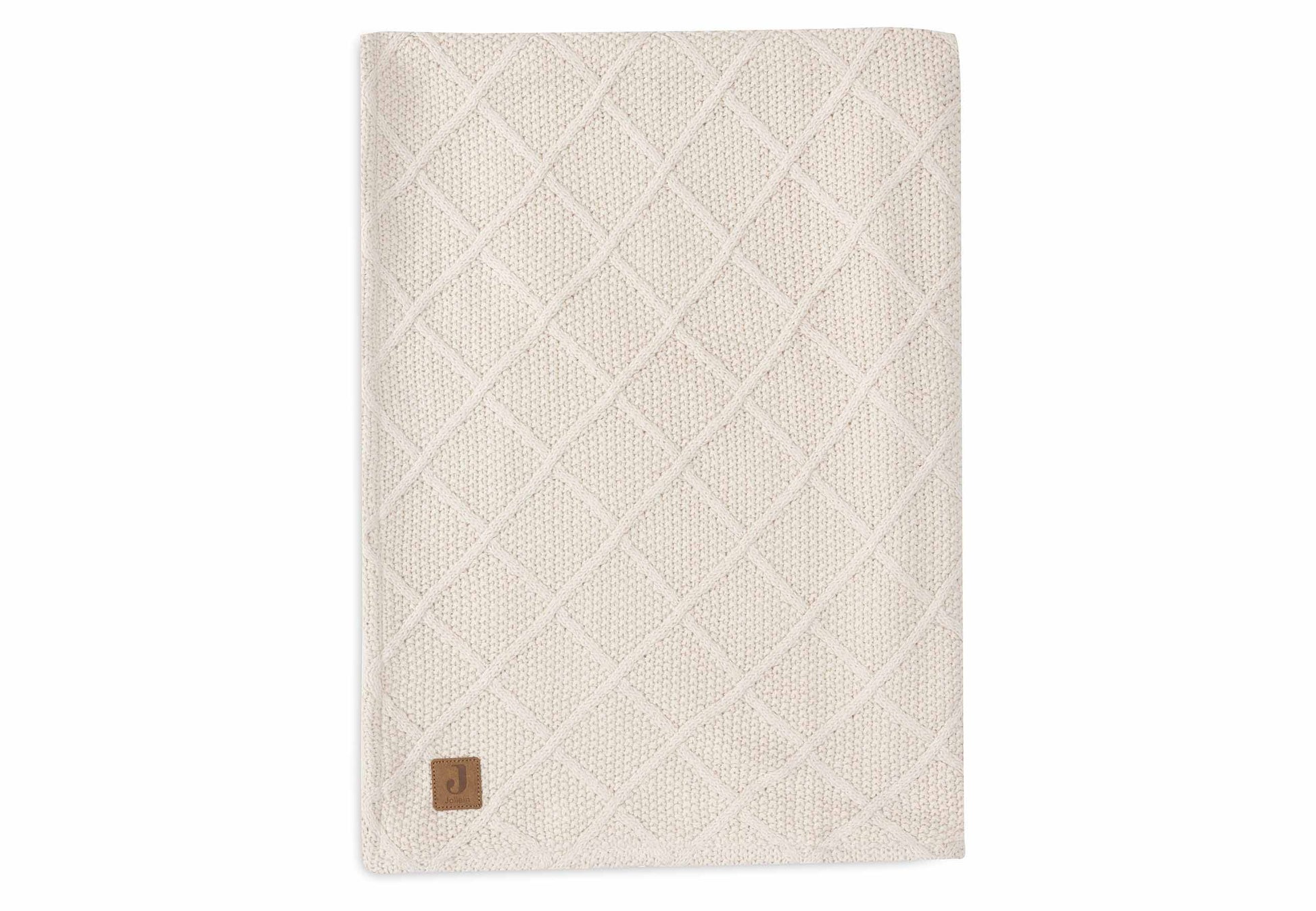 Jollein Decke - Check Knit - Teddy Fleece Oatmeal Detail