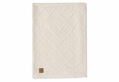 Jollein Decke - Check Knit - Teddy Fleece Oatmeal Detail
