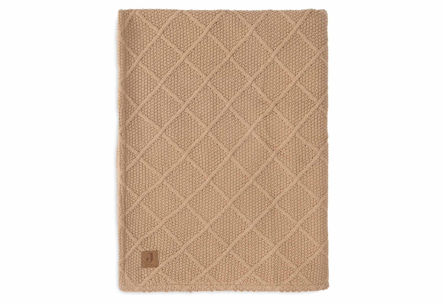 Jollein Decke - Check Knit - Teddy Fleece Biscuit Detail