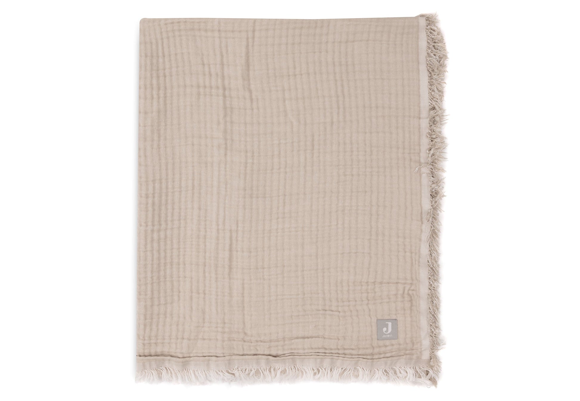 Jollein Deken - Fringe - GOTS Olive Green Detail