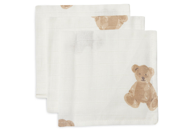 Jollein Spucktücher Hydrophil 31x31cm - Teddy Bear - 3 Stück Studio
