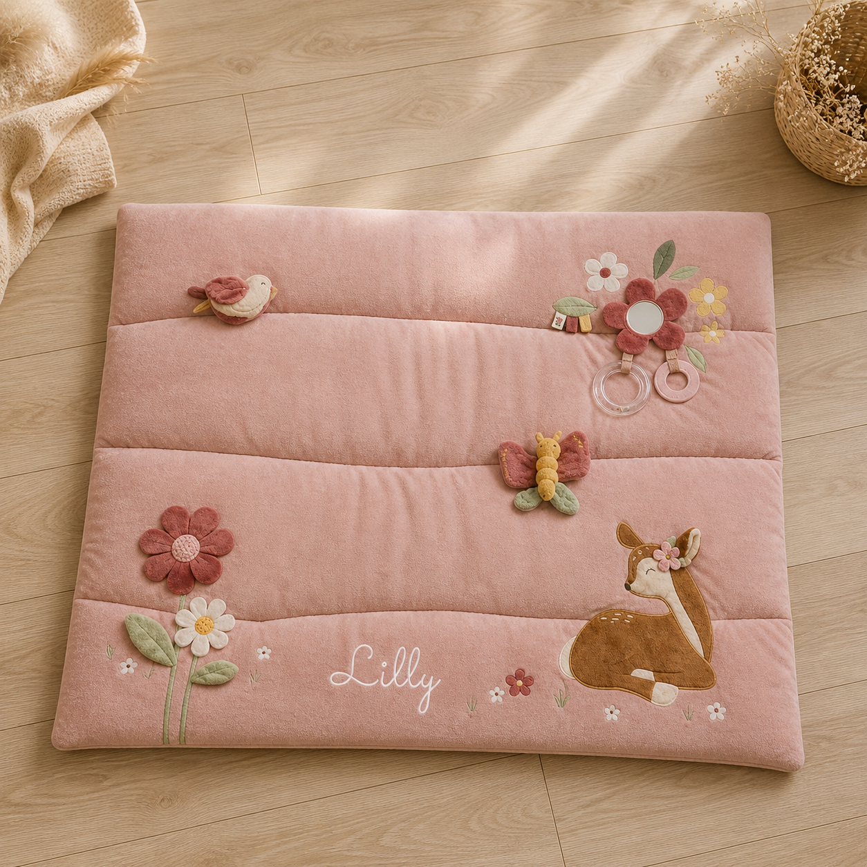 Little Dutch rosa Laufgittereinlage 75 x 95 cm - Fairy Garden Personalisierung mit Namen — Detailansicht 2