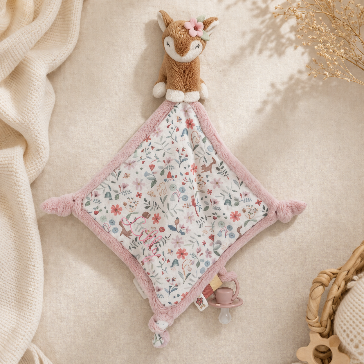 Little Dutch rosa Kuscheltuch Reh - Fairy Garden Personalisierung mit Namen