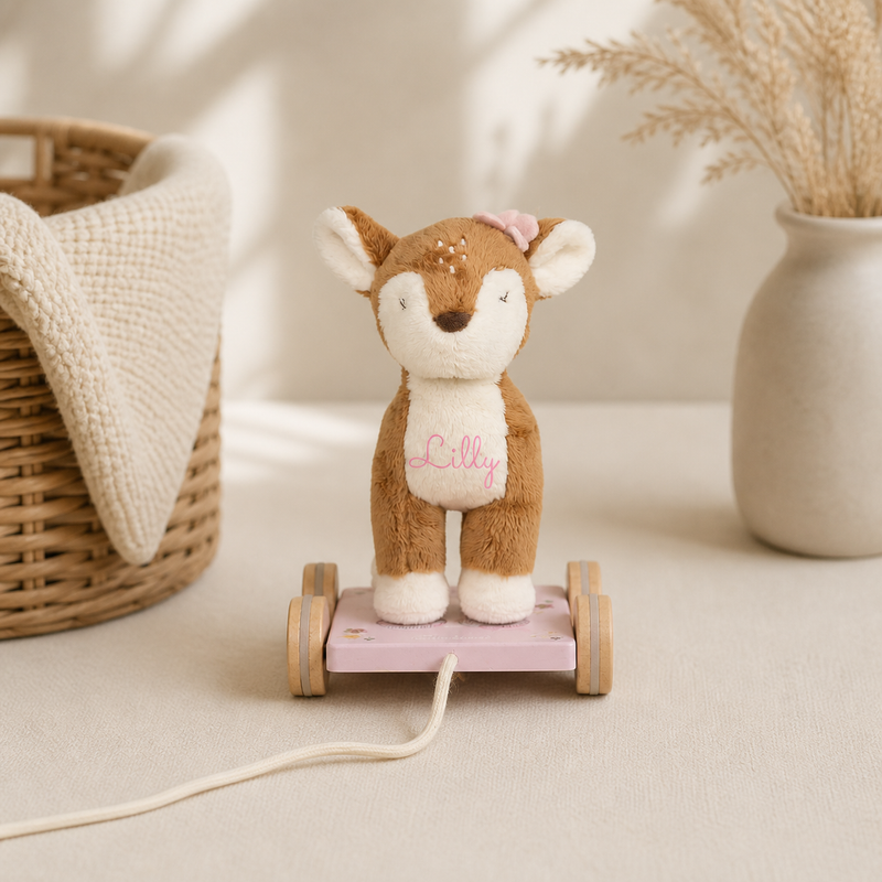 Little Dutch rosa Nachziehtier Reh - Fairy Garden Personalisierung mit Namen