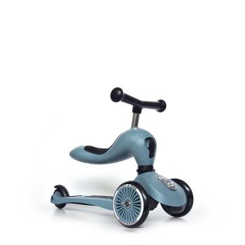 Scoot & Ride Highwaykick 1 steel - 2 in1 Kickboard mit Sitz blau 1-5 Jahre