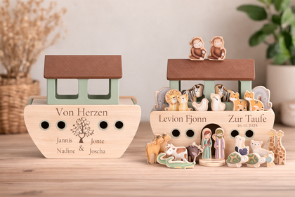 Arche Noah Zur Taufe personalisiert Holz Little Dutch