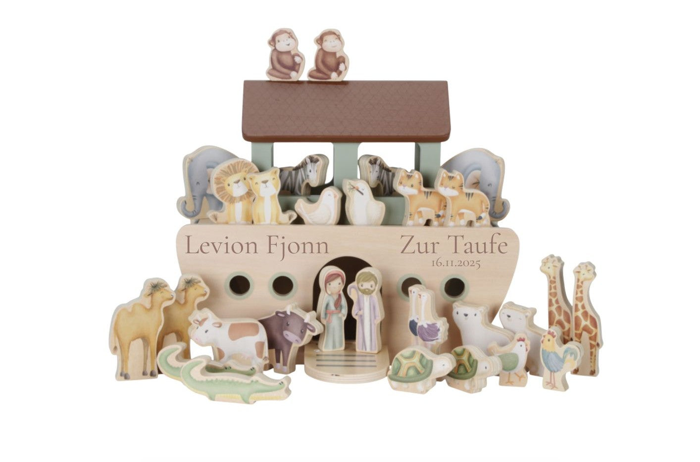 Arche Noah Zur Taufe personalisiert Holz Little Dutch Bild 12