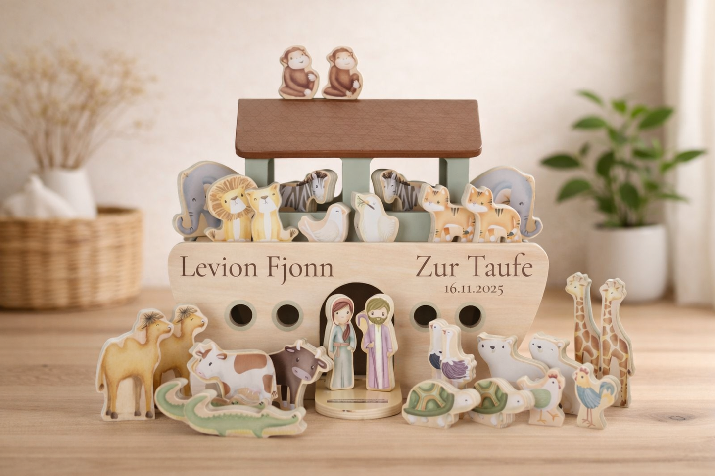 Little Dutch Arche Noah Zur Taufe personalisiert Holz Little Dutch von der Seite