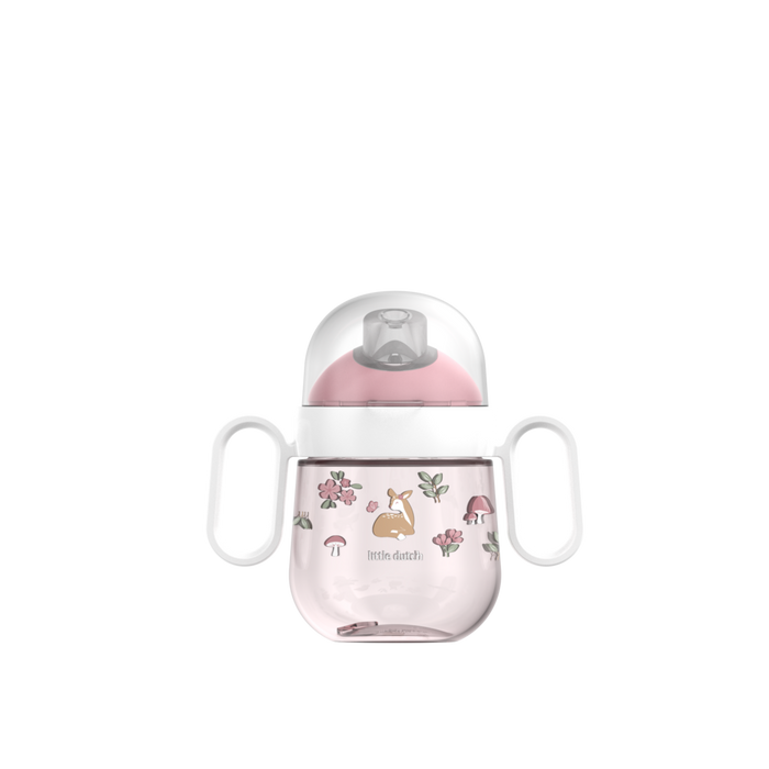Auslaufsicherer rosa Trinklernbecher Mepal Mio - Fairy Garden Little Dutch