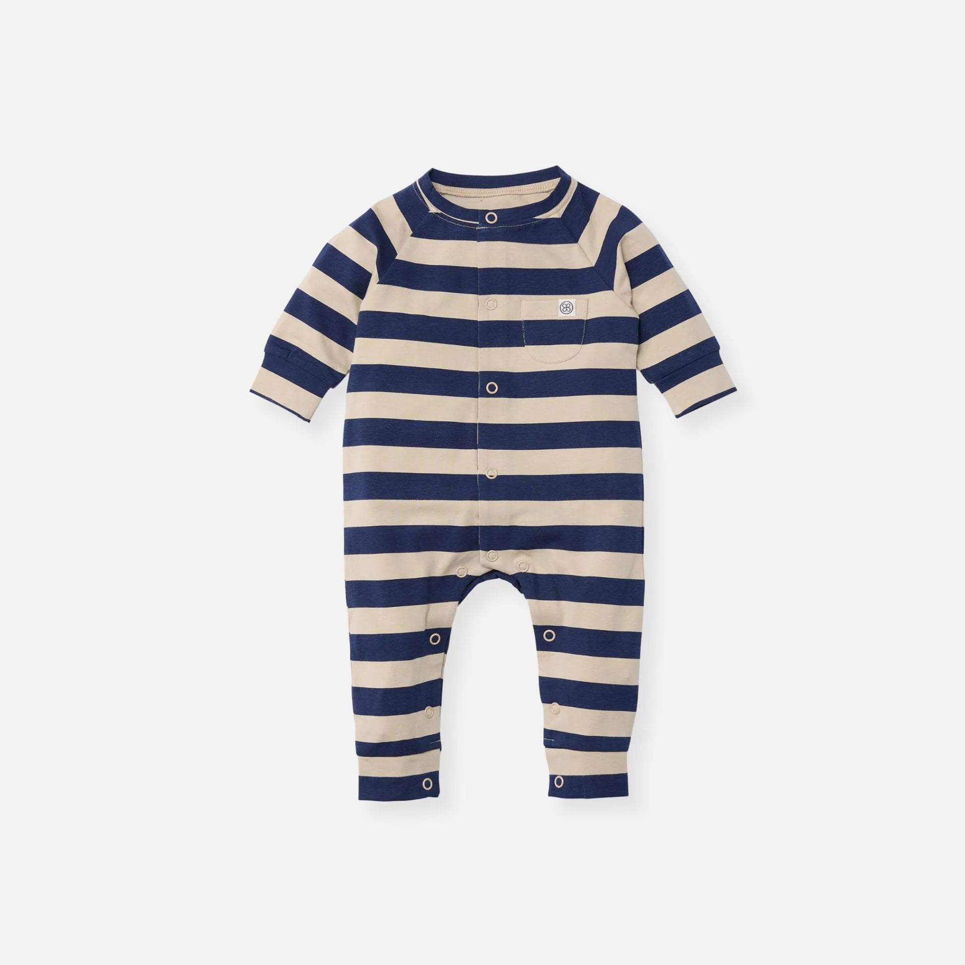 Cloby Baby playsuit in Navy Stripe