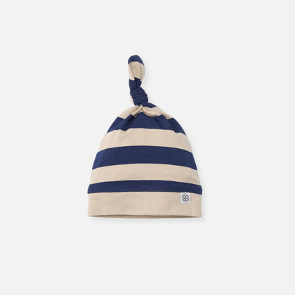 Cloby Beanie knot hat in Navy Stripe - UPF 50+