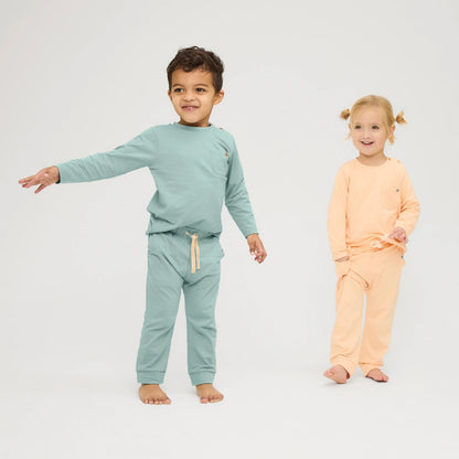 Cloby Langarmshirt in Sea Blue Material Nahaufnahme