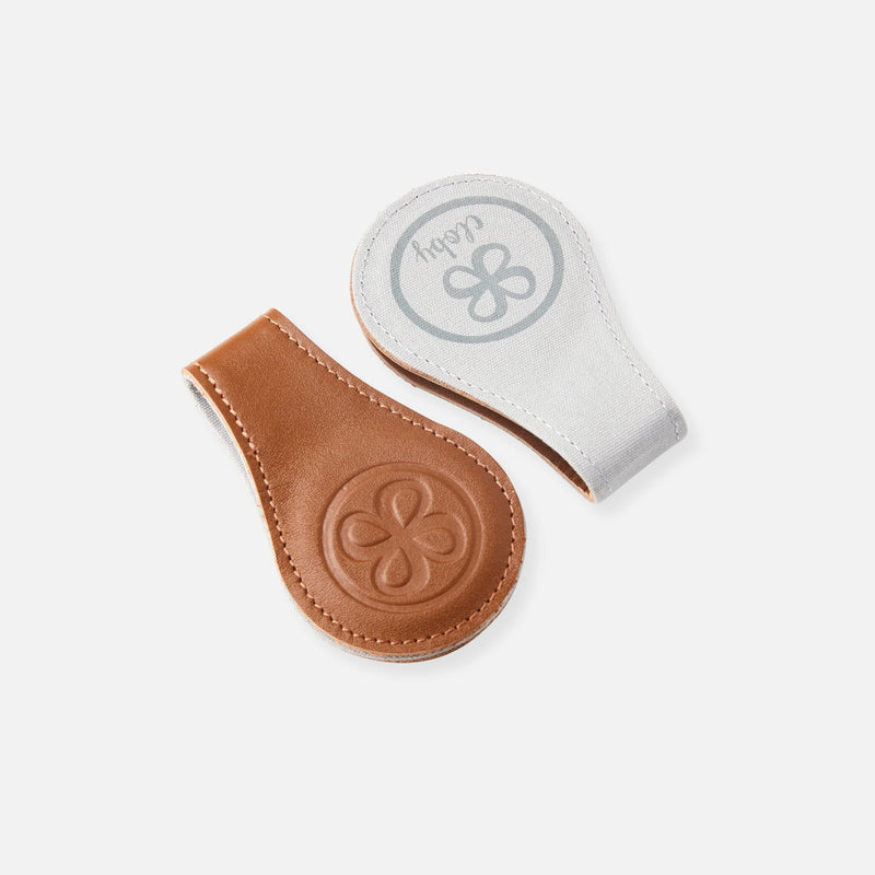 Cloby Magnet-Clips 2er Set Leder braun von der Seite