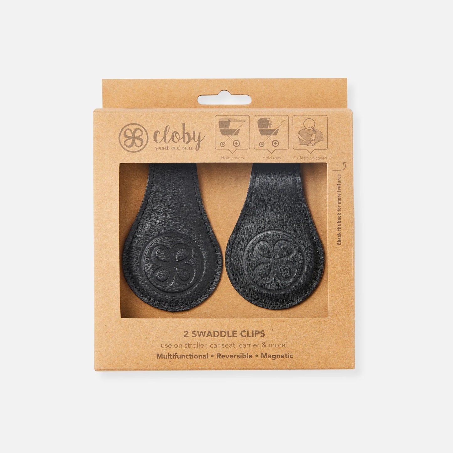 Cloby Magnet-Clips 2er Set Leder schwarz Material Nahaufnahme