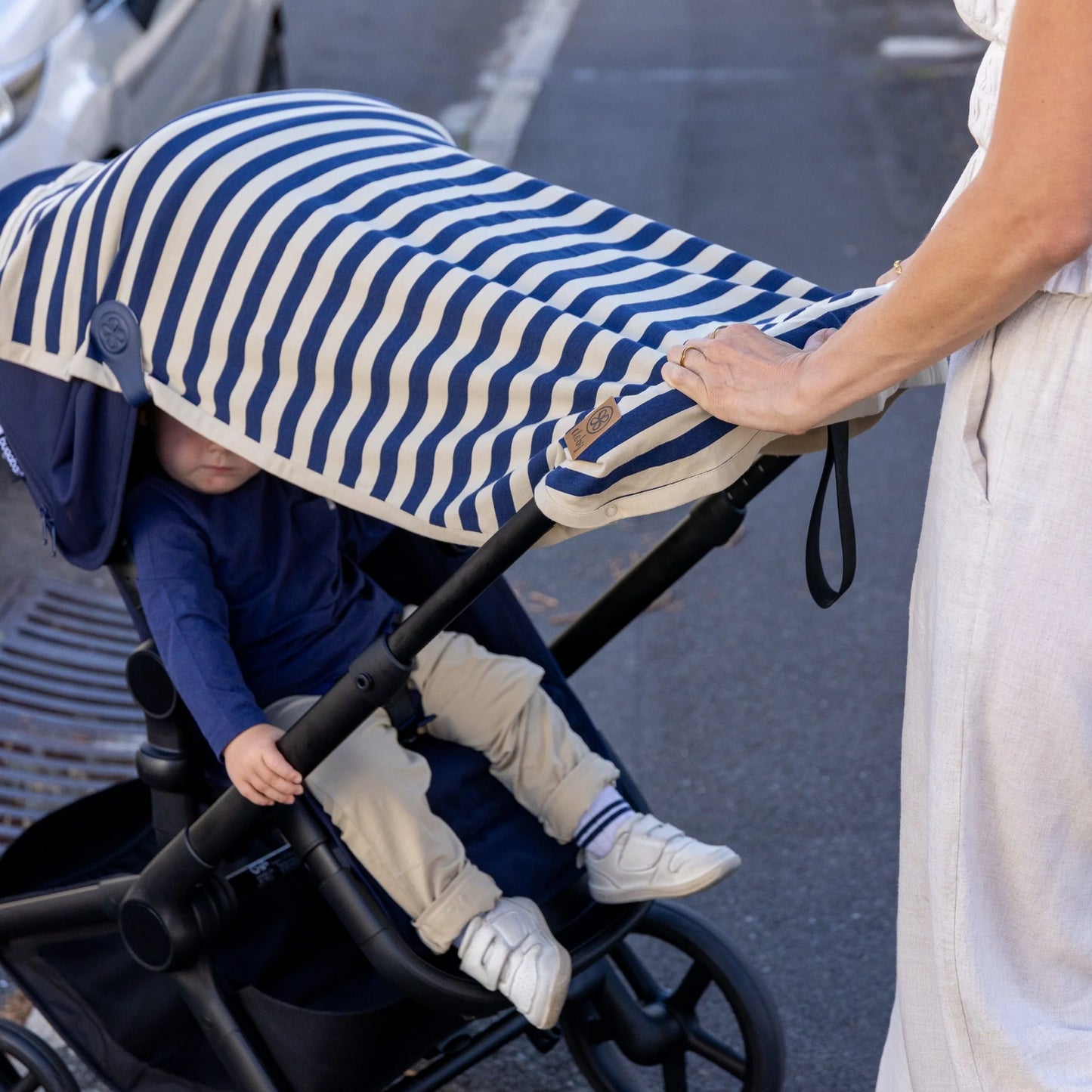 Cloby UV Decke Navy Sandy Stripe UPF 50+ Sonnenschutz Baby | einfachschoen
