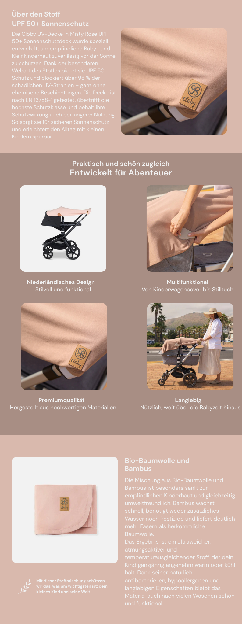 Cloby UV Decke rosa Misty Rose UPF 50+