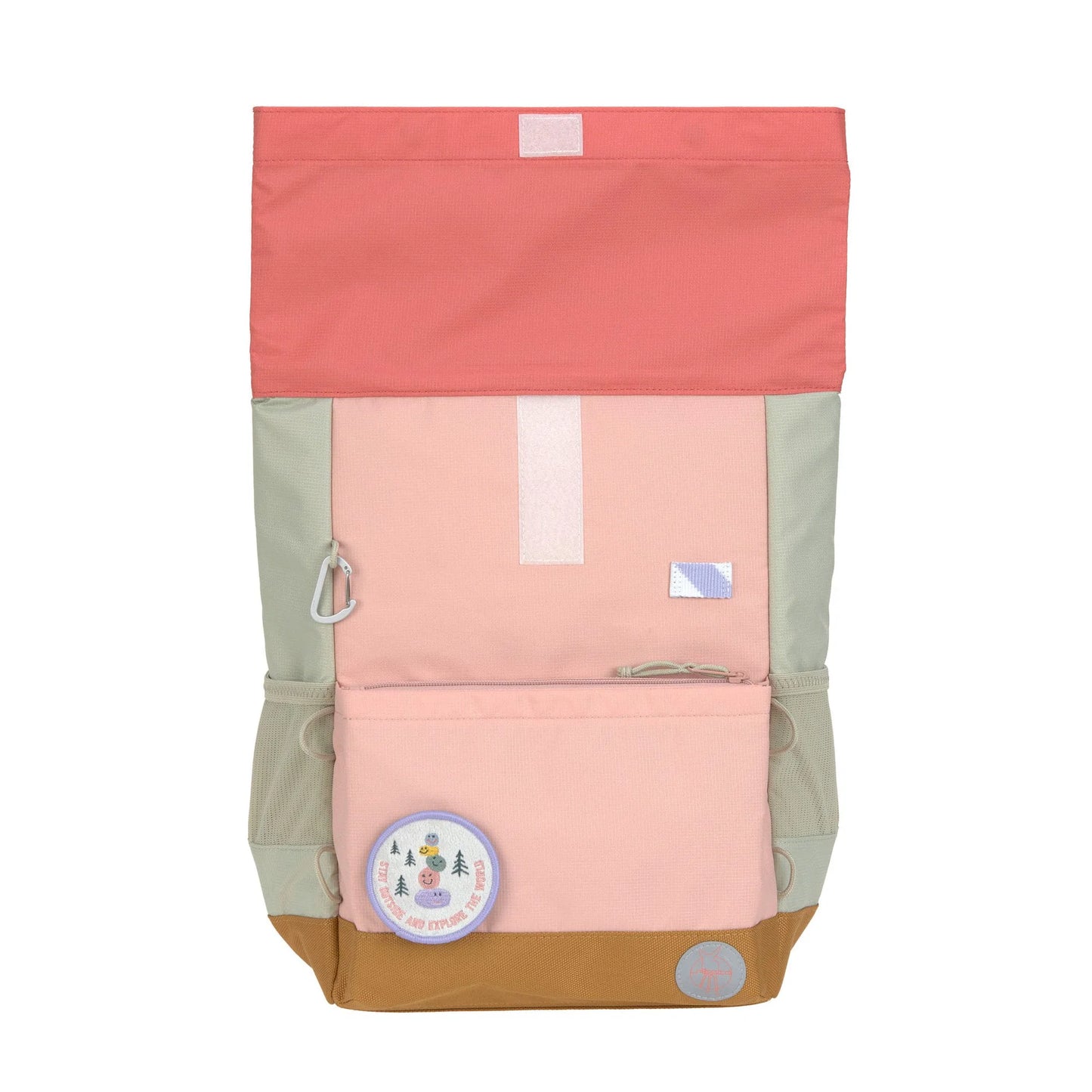 Lässig Rolltop Rucksack Kinder Rosa seitliche Außenfächer für Trinkflasche
