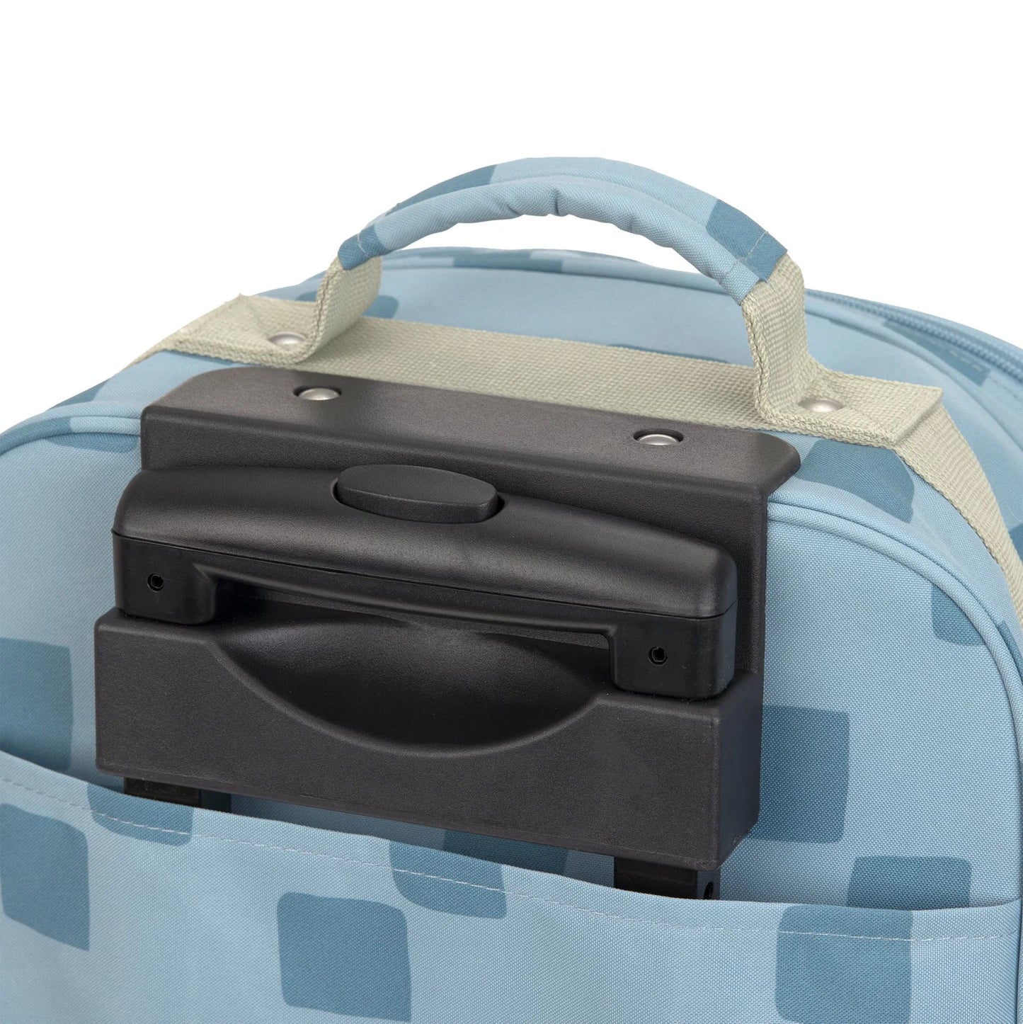 Lässig Kinderkoffer Blau mit abnehmbaren Patches und Hundemuster