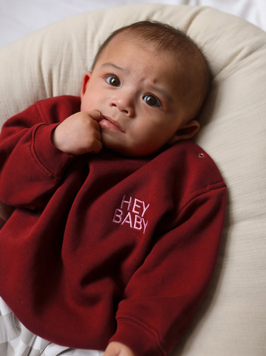 Famvibes HEY Baby Sweatshirt burgundy