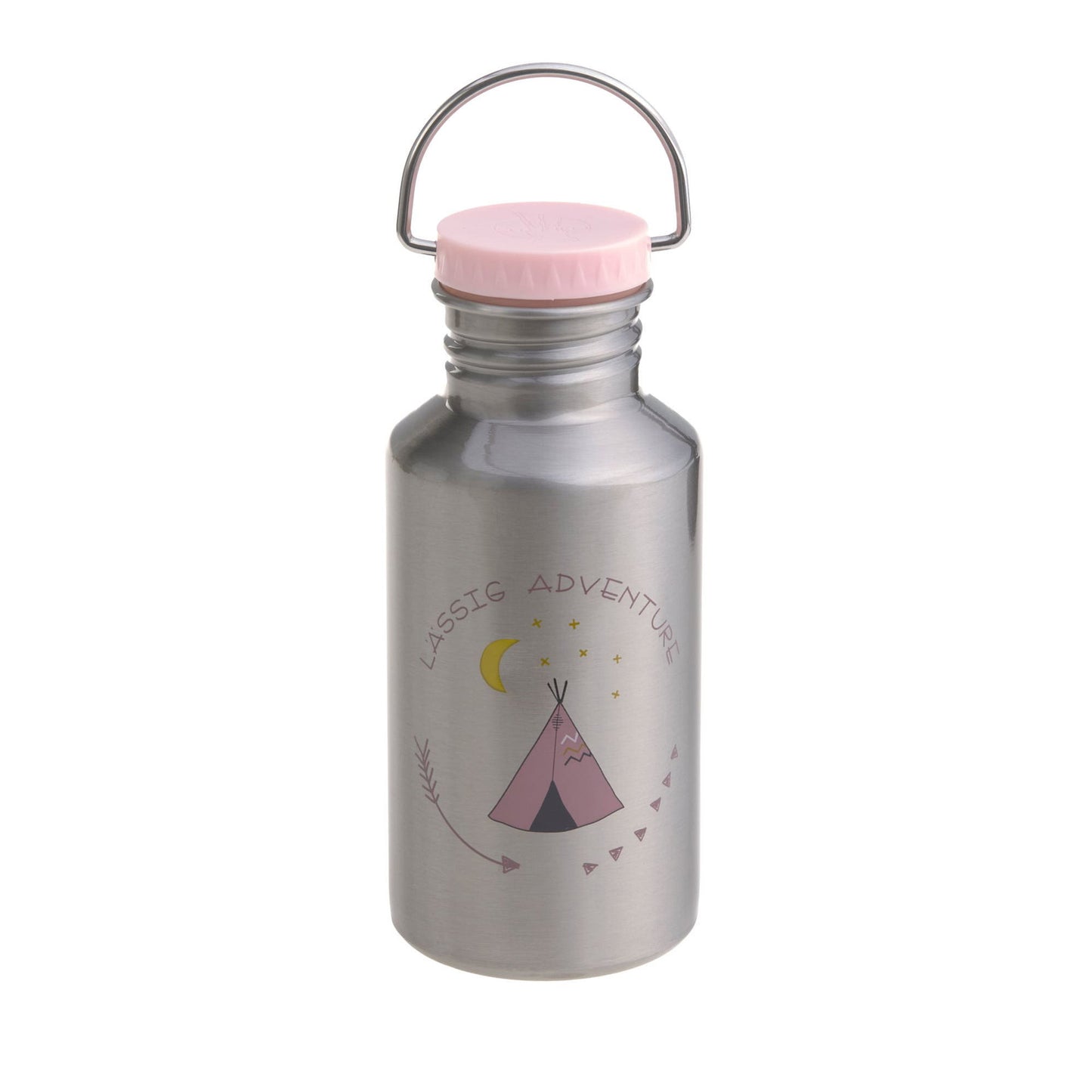 Lässig Edelstahl Kinder Trinkflasche 500 ml Adventure, Tipi Rückansicht