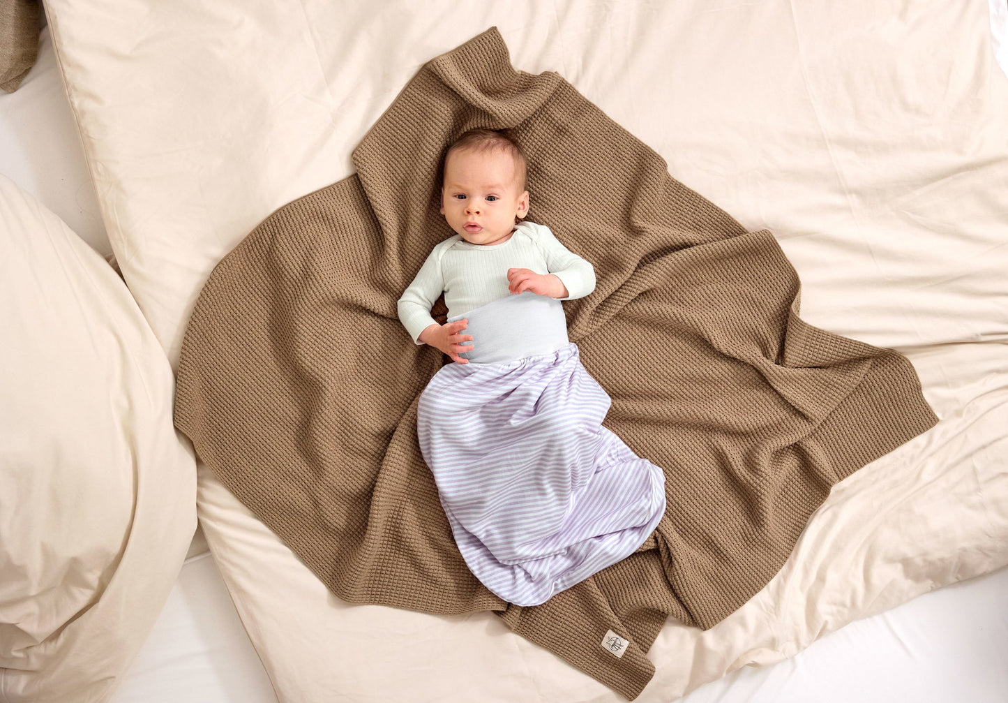 Lässig Baby Strampelsack 0,5 TOG Gestreift, Lila Milky Rückansicht