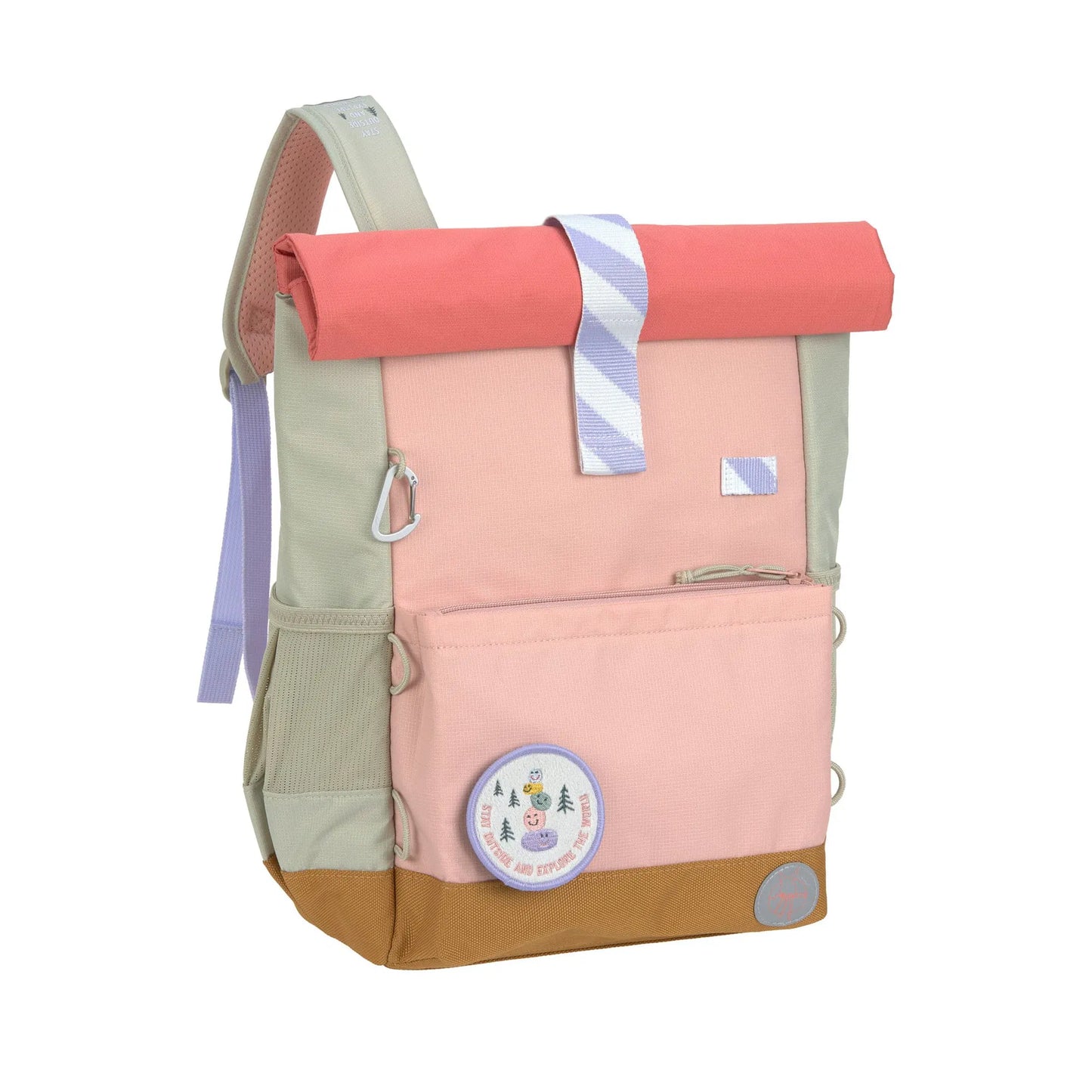 Lässig Kinderrucksack Rolltop Sunny Explorer Rosa Pink Vorderansicht