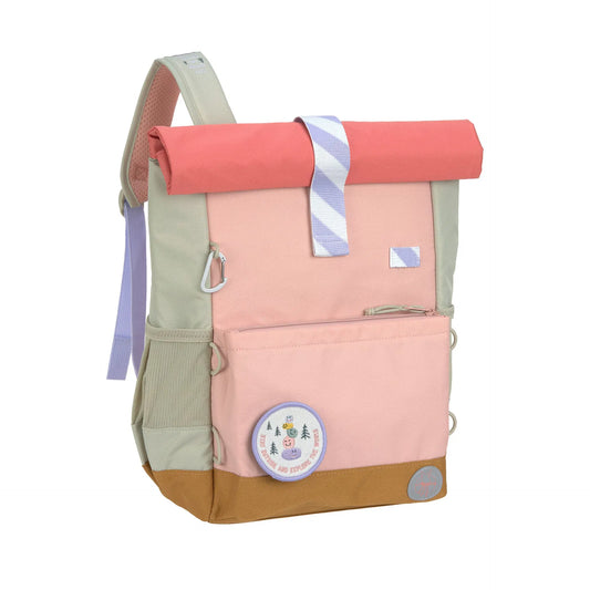 Lässig Kinderrucksack Rolltop Sunny Explorer Rosa Pink Vorderansicht