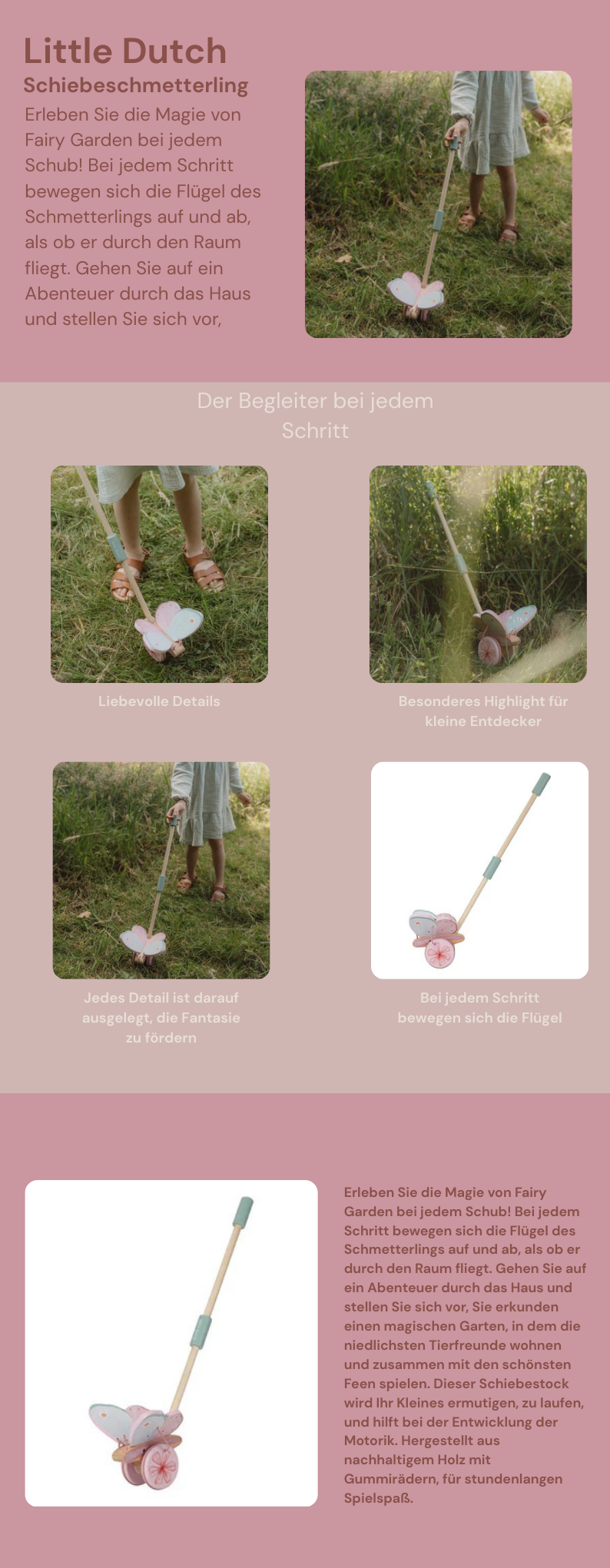 Little Dutch Rosa Schiebetier Schmetterling