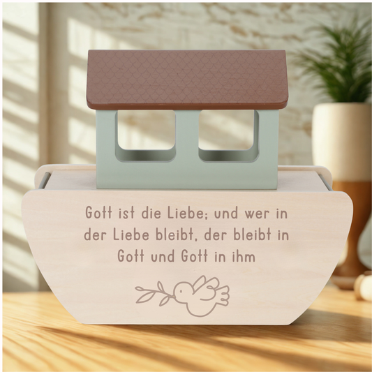 Arche Noah Taufspruch personalisiert aus Holz Little Dutch