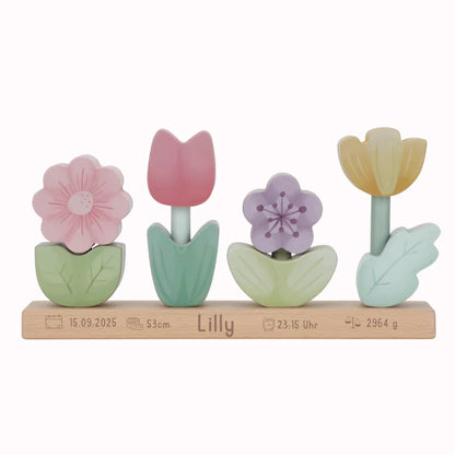 Little Dutch Stapelpuzzle Blumen Fairy Garden zur Geburt gelasert Detailansicht